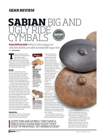 Rhythm Sabian Big And Ugly Ride Cymbals Rhythm Sabian Big And Ugly Ride Cymbals