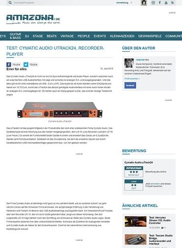 Amazona.de Test: Cymatic Audio uTrack24, Recorder-Player Amazona.de Test: Cymatic Audio uTrack24, Recorder-Player