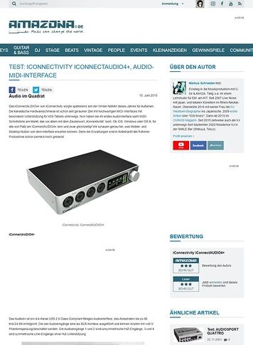 Amazona.de Test: iConnectivity iConnectAUDIO4+, Audio-MIDI-Interface Amazona.de Test: iConnectivity iConnectAUDIO4+, Audio-MIDI-Interface