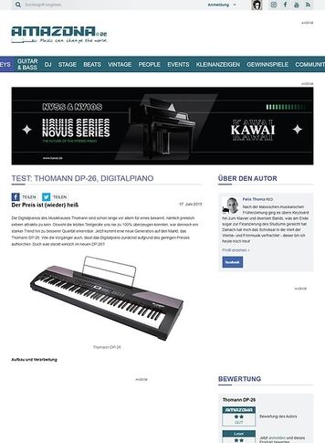 Amazona.de Test: Thomann DP-26, Digitalpiano Amazona.de Test: Thomann DP-26, Digitalpiano