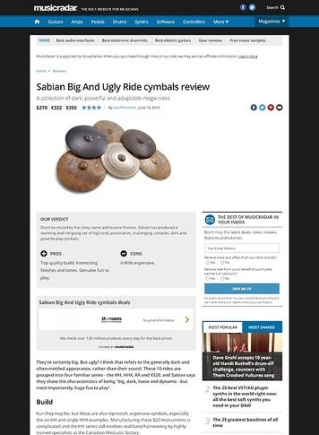 MusicRadar.com Sabian Big And Ugly Ride cymbals MusicRadar.com Sabian Big And Ugly Ride cymbals