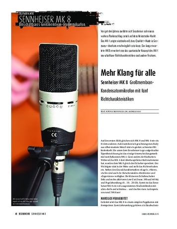 Sound & Recording Sennheiser MK 8 - Großmembran-Kondensatormikrofon mit fünf Richtcharakteristiken Sound & Recording Sennheiser MK 8 - Großmembran-Kondensatormikrofon mit fünf Richtcharakteristiken