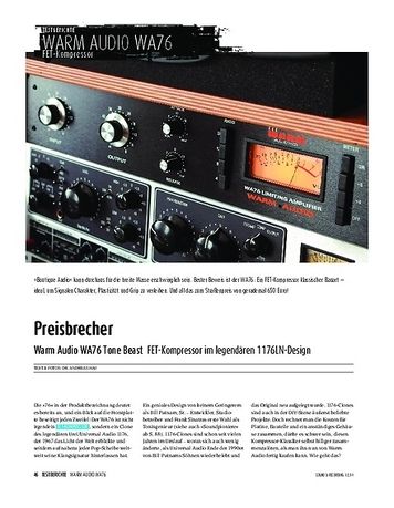 Sound & Recording Warm Audio WA76 Tone Beast - FET-Kompressor im legendären 1176LN-Design Sound & Recording Warm Audio WA76 Tone Beast - FET-Kompressor im legendären 1176LN-Design