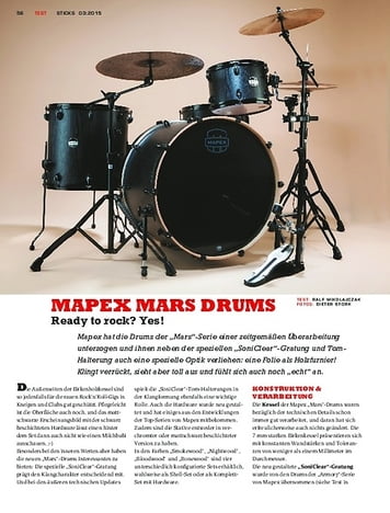 Sticks Mapex Mars Drums - Die neue Edition mit SoniClear-Gratung Sticks Mapex Mars Drums - Die neue Edition mit SoniClear-Gratung