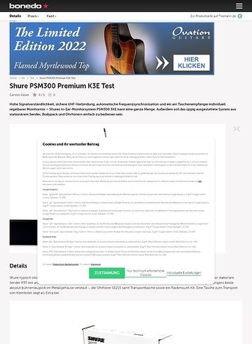 Bonedo.de Shure PSM300 Premium K3E Bonedo.de Shure PSM300 Premium K3E