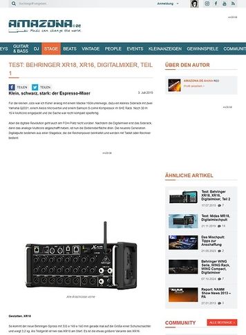 Amazona.de Test: Behringer XR18, XR16, Digitalmixer, Teil 1 Amazona.de Test: Behringer XR18, XR16, Digitalmixer, Teil 1