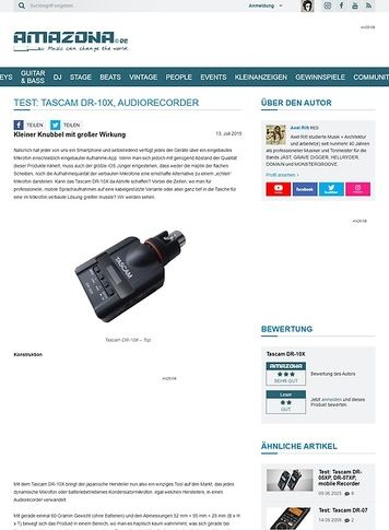 Amazona.de Test: Tascam DR-10X, Audiorecorder Amazona.de Test: Tascam DR-10X, Audiorecorder