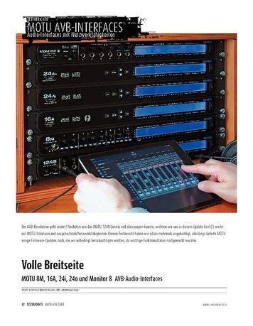 Sound & Recording MOTU 8M, 16A, 24i, 24o und Monitor 8 - Audio-Interfaces mit Netzwerkfähigkeiten Sound & Recording MOTU 8M, 16A, 24i, 24o und Monitor 8 - Audio-Interfaces mit Netzwerkfähigkeiten