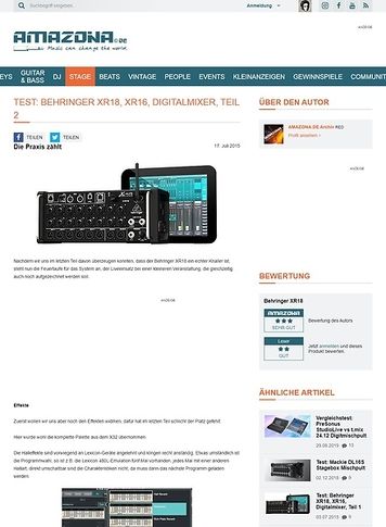 Amazona.de Test: Behringer XR18, XR16, Digitalmixer, Teil 2 Amazona.de Test: Behringer XR18, XR16, Digitalmixer, Teil 2