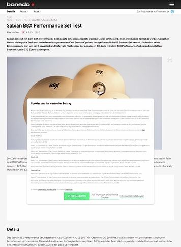 Bonedo.de Sabian B8X Performance Set Bonedo.de Sabian B8X Performance Set