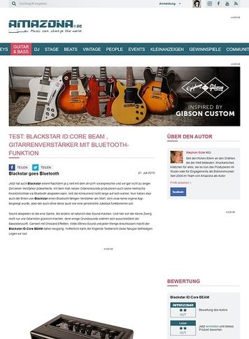 Amazona.de Test: Blackstar ID:Core BEAM , Gitarrenverstärker mit Bluetooth-Funktion Amazona.de Test: Blackstar ID:Core BEAM , Gitarrenverstärker mit Bluetooth-Funktion