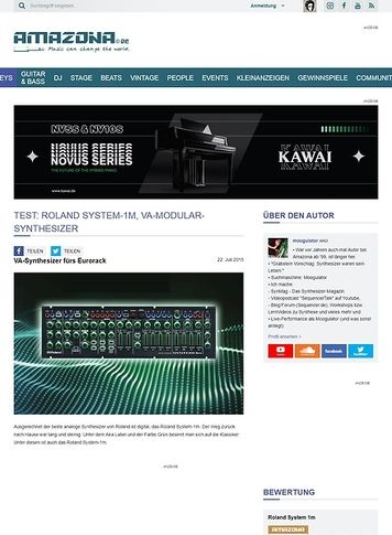 Amazona.de Test: Roland System-1m, VA-Synthesizer Amazona.de Test: Roland System-1m, VA-Synthesizer
