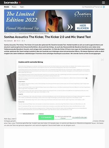 Bonedo.de Sonitus Acoustics The Kicker, The Kicker 2.0 und Mic Stand Bonedo.de Sonitus Acoustics The Kicker, The Kicker 2.0 und Mic Stand