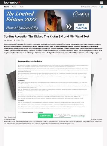 Bonedo.de Sonitus Acoustics The Kicker, The Kicker 2.0 und Mic Stand Bonedo.de Sonitus Acoustics The Kicker, The Kicker 2.0 und Mic Stand