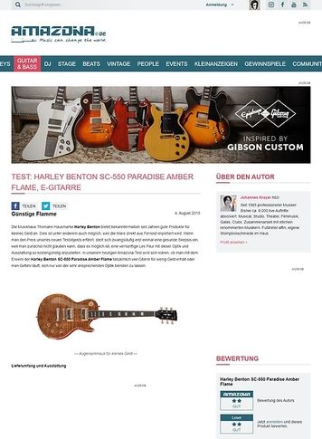 Amazona.de Test: Harley Benton SC-550 Paradise Amber Flame, E-Gitarre Amazona.de Test: Harley Benton SC-550 Paradise Amber Flame, E-Gitarre