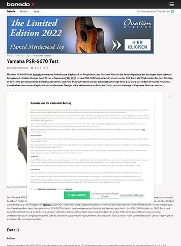 Bonedo.de Yamaha PSR-S670 Bonedo.de Yamaha PSR-S670