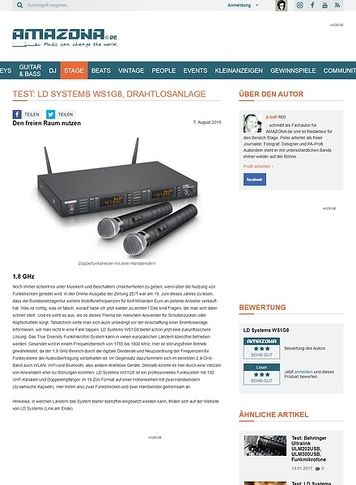Amazona.de Test: LD Systems WS1G8, Funkstrecke Amazona.de Test: LD Systems WS1G8, Funkstrecke