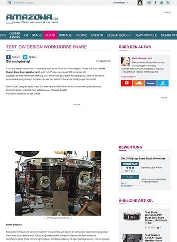 Amazona.de Test: DW Design Workhorse Snare Amazona.de Test: DW Design Workhorse Snare