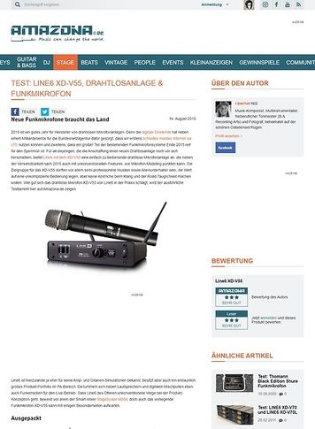 Amazona.de Test: Line6 XD-V55, Funkmikrofon Amazona.de Test: Line6 XD-V55, Funkmikrofon