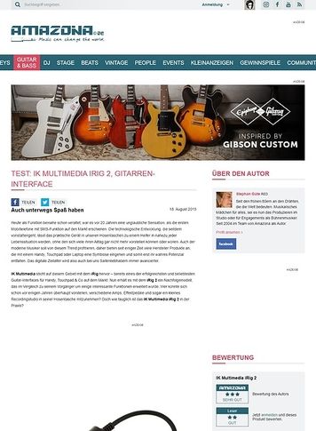 Amazona.de Test: IK Multimedia iRig 2, Gitarren-Interface Amazona.de Test: IK Multimedia iRig 2, Gitarren-Interface
