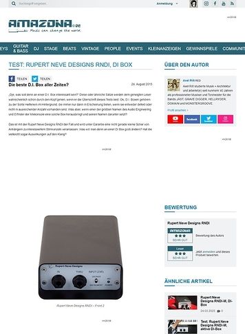 Amazona.de Test: Rupert Neve Designs RNDI, DI Box Amazona.de Test: Rupert Neve Designs RNDI, DI Box