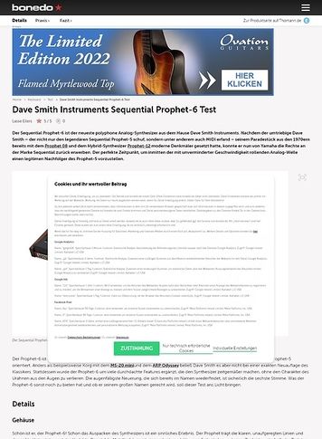 Bonedo.de Dave Smith Instruments Sequential Prophet 6 Bonedo.de Dave Smith Instruments Sequential Prophet 6