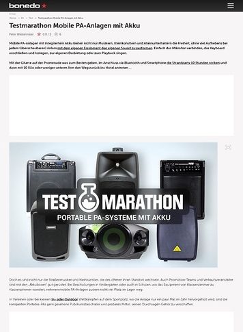 Bonedo.de Testmarathon Portable-PA-Systeme mit Akku Bonedo.de Testmarathon Portable-PA-Systeme mit Akku