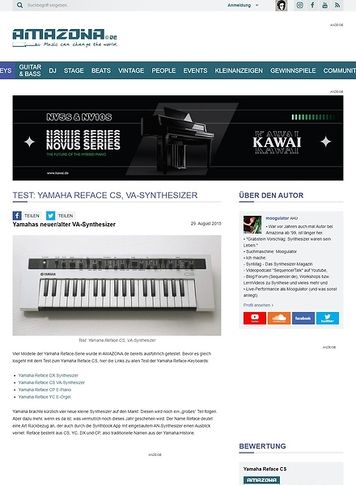 Amazona.de Test: Yamaha Reface CS, VA-Synthesizer Amazona.de Test: Yamaha Reface CS, VA-Synthesizer