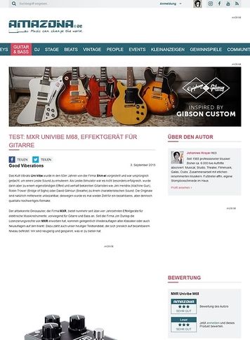 Amazona.de Test: MXR Univibe M68, Effektgerät für Gitarre Amazona.de Test: MXR Univibe M68, Effektgerät für Gitarre