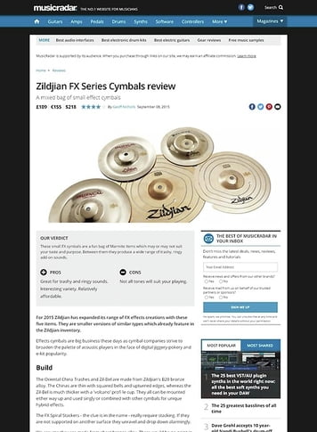 MusicRadar.com Zildjian FX Series Cymbals MusicRadar.com Zildjian FX Series Cymbals