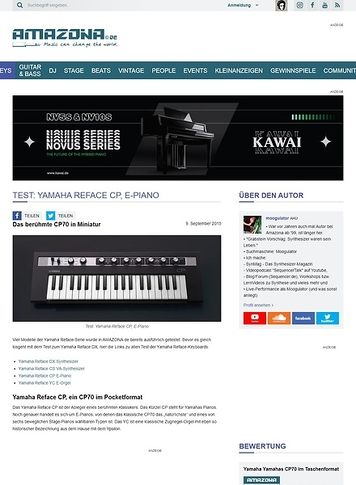 Amazona.de Test: Yamaha Reface CP E-Piano, Reface YC E-Orgel Amazona.de Test: Yamaha Reface CP E-Piano, Reface YC E-Orgel