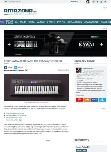 Amazona.de Test: Yamaha Reface DX, FM-Synthesizer Amazona.de Test: Yamaha Reface DX, FM-Synthesizer