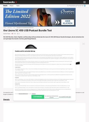 Bonedo.de the t.bone SC 450 USB Podcast Bundle Bonedo.de the t.bone SC 450 USB Podcast Bundle