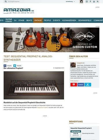 Amazona.de Test: Sequential Prophet-6, Analog-Synthesizer Amazona.de Test: Sequential Prophet-6, Analog-Synthesizer