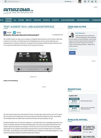 Amazona.de Test: Audient iD14, USB-Audiointerface Amazona.de Test: Audient iD14, USB-Audiointerface