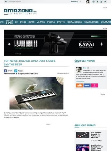Amazona.de TOP NEWS: Roland Juno-DS61 & DS88, Synthesizer Amazona.de TOP NEWS: Roland Juno-DS61 & DS88, Synthesizer