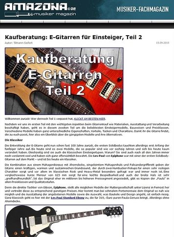 Amazona.de Kaufberatung: E-Gitarren für Einsteiger, Teil 2 Amazona.de Kaufberatung: E-Gitarren für Einsteiger, Teil 2