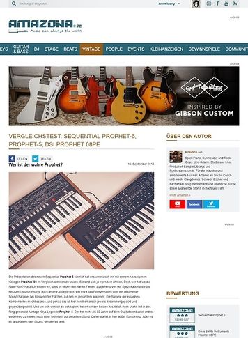 Amazona.de Vergleichstest: Sequential Prophet-6, Prophet-5, DSI Prophet 08PE Amazona.de Vergleichstest: Sequential Prophet-6, Prophet-5, DSI Prophet 08PE