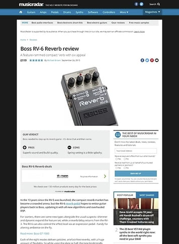 MusicRadar.com Boss RV-6 Reverb MusicRadar.com Boss RV-6 Reverb
