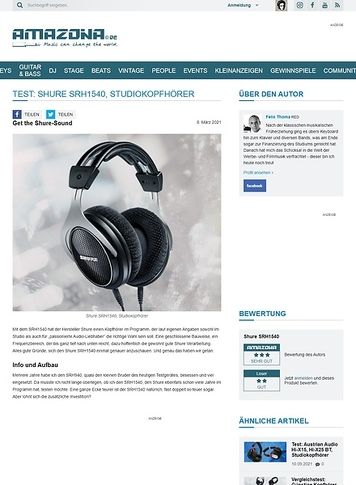 Amazona.de Test: Shure SRH1540, Kopfhörer Amazona.de Test: Shure SRH1540, Kopfhörer