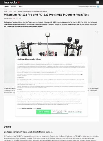 Bonedo.de Millenium PD-122 Pro und PD-222 Pro Single & Double Pedal Test Bonedo.de Millenium PD-122 Pro und PD-222 Pro Single & Double Pedal Test