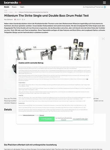 Bonedo.de Millenium The Strike Single und Double Bass Drum Pedal Bonedo.de Millenium The Strike Single und Double Bass Drum Pedal