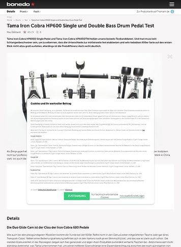 Bonedo.de Tama Iron Cobra HP600 Single und Double Bass Drum Pedal Bonedo.de Tama Iron Cobra HP600 Single und Double Bass Drum Pedal