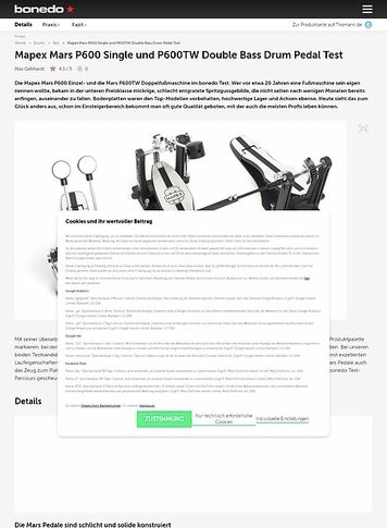 Bonedo.de Mapex Mars P600 Single und P600TW Double Bass Drum Pedal Bonedo.de Mapex Mars P600 Single und P600TW Double Bass Drum Pedal