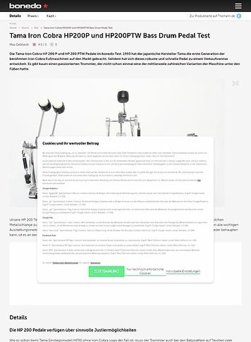Bonedo.de Tama Iron Cobra HP200P und HP200PTW Bass Drum Pedal Bonedo.de Tama Iron Cobra HP200P und HP200PTW Bass Drum Pedal