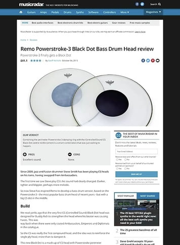 MusicRadar.com Remo Powerstroke-3 Black Dot Bass Drum Head MusicRadar.com Remo Powerstroke-3 Black Dot Bass Drum Head