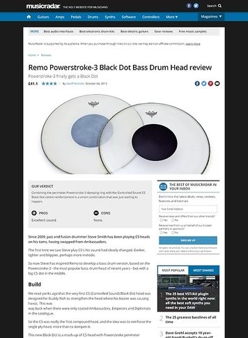 MusicRadar.com Remo Powerstroke-3 Black Dot Bass Drum Head MusicRadar.com Remo Powerstroke-3 Black Dot Bass Drum Head