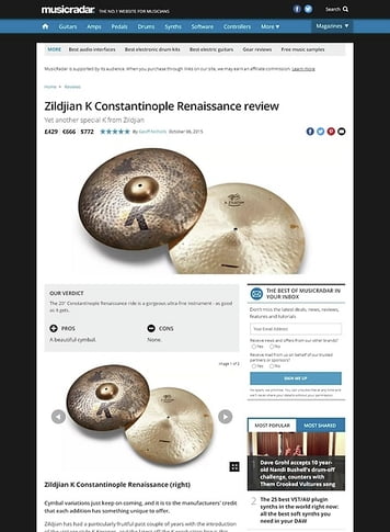 MusicRadar.com Zildjian K Constantinople Renaissance MusicRadar.com Zildjian K Constantinople Renaissance