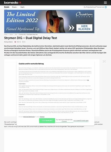 Bonedo.de Strymon DIG - Dual Digital Delay Bonedo.de Strymon DIG - Dual Digital Delay