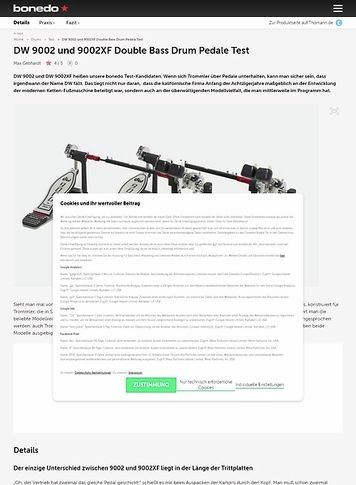 Bonedo.de DW 9002 und 9002XF Double Bass Drum Pedale Bonedo.de DW 9002 und 9002XF Double Bass Drum Pedale